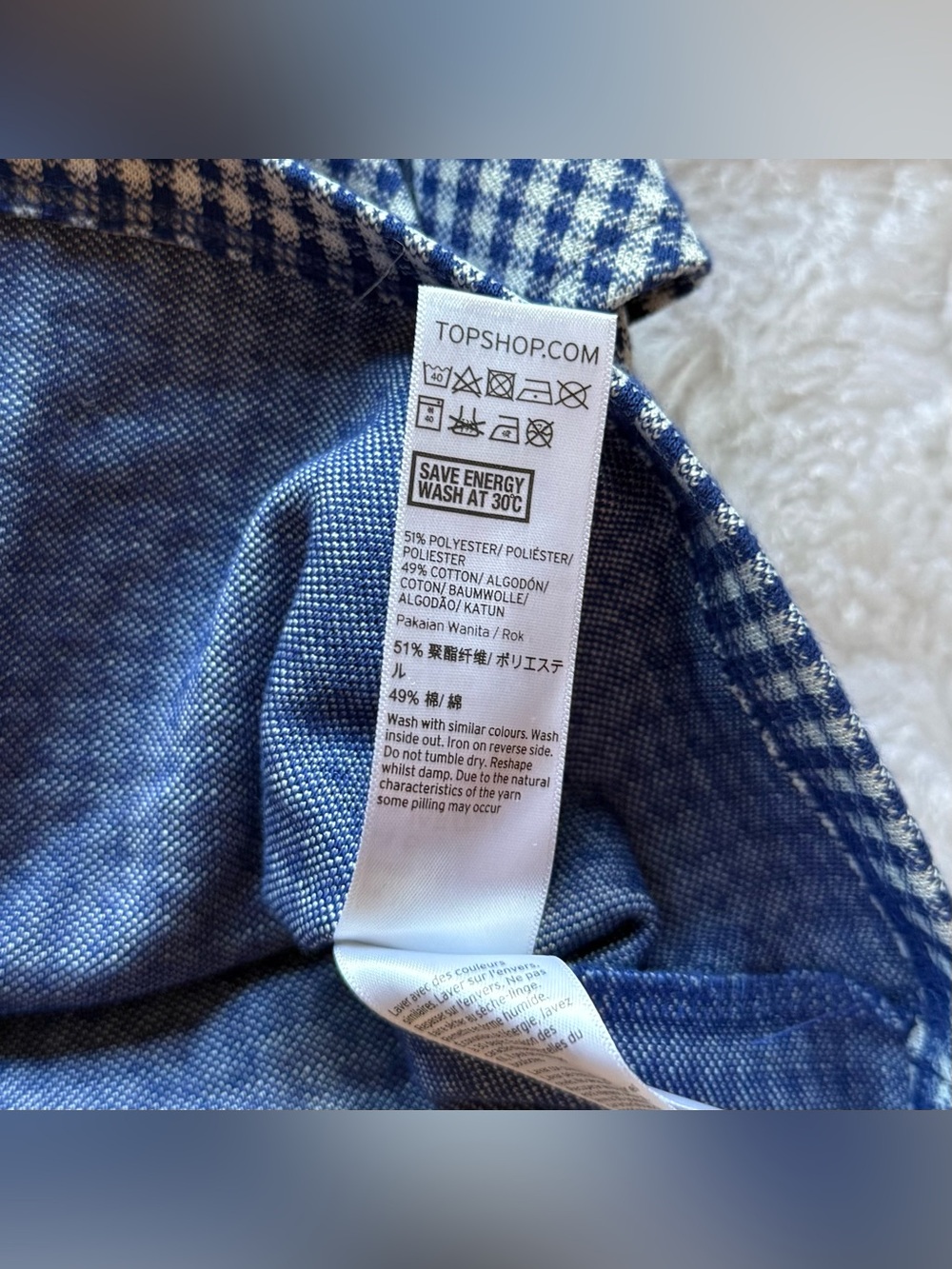 Topshop navy blue gingham ruffle mini skirt - Picture 5 of 6